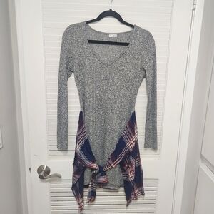 love, Fire Gray and Plaid Mini Dress